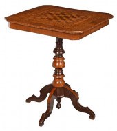 FOLK ART INLAID WALNUT PEDESTA