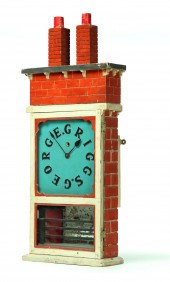 FOLK ART MANTEL CLOCK.  Americ