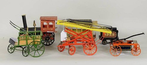 FOLK ART METAL TRAIN SET & THREE
