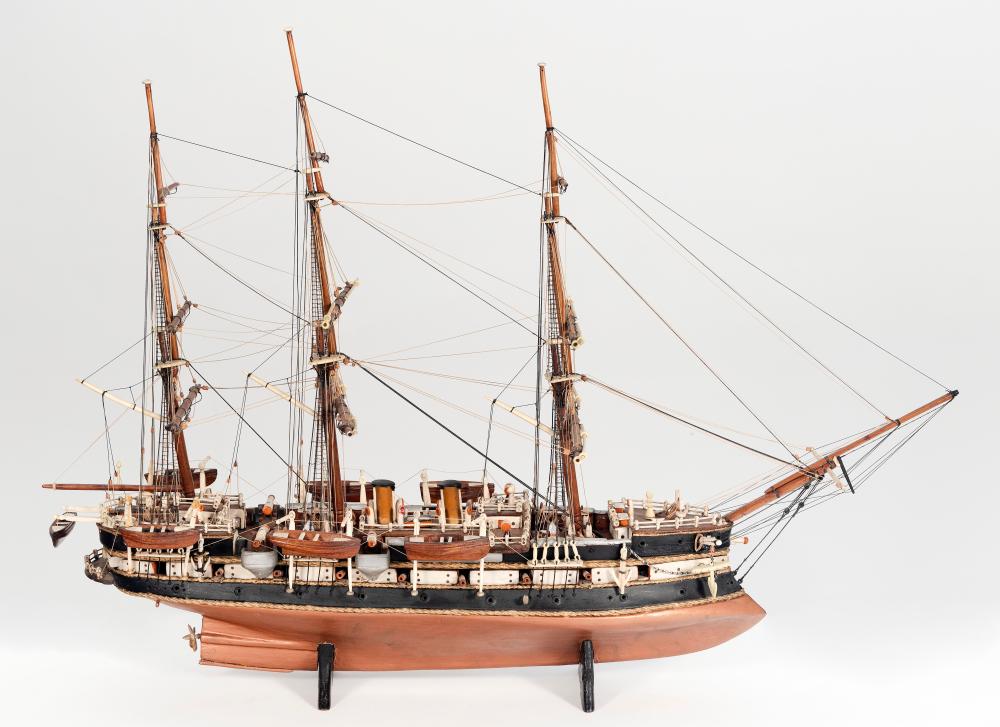FOLK ART MODEL OF A THREE-MASTED