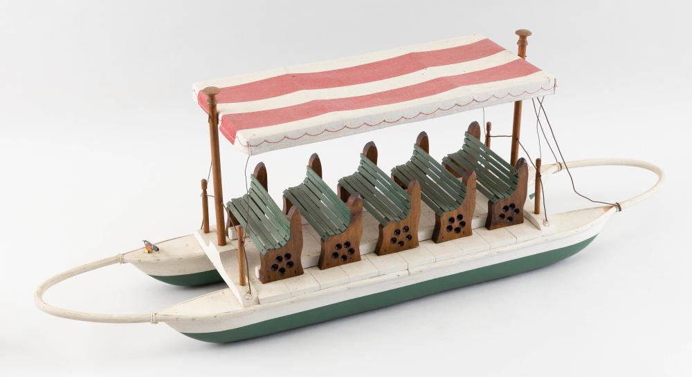FOLK ART MODEL OF A PONTOON TOURIST