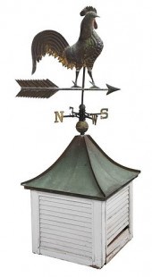 FOLK ART MOLDED COPPER ROOSTER