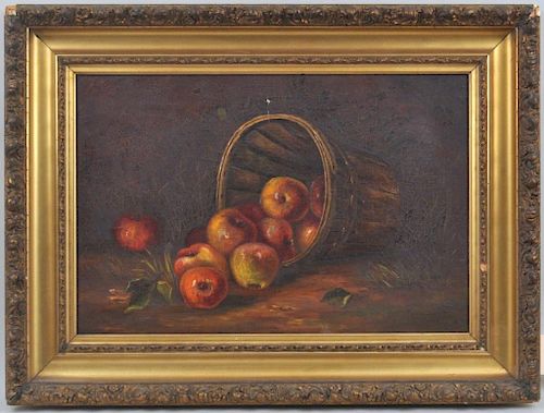 FOLK ART O/C STILL LIFE OF APPLES