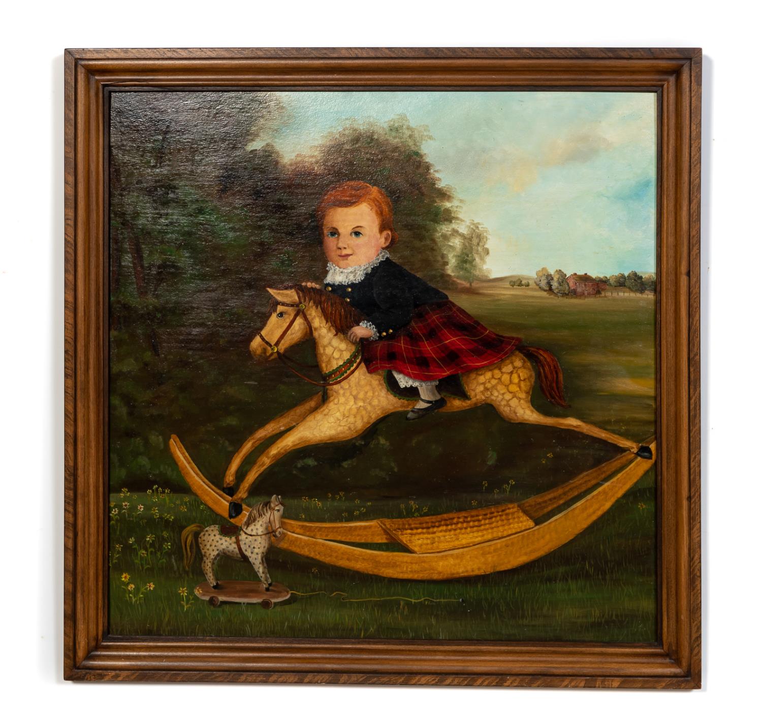 FOLK ART OIL BOY WEARING KILT ON