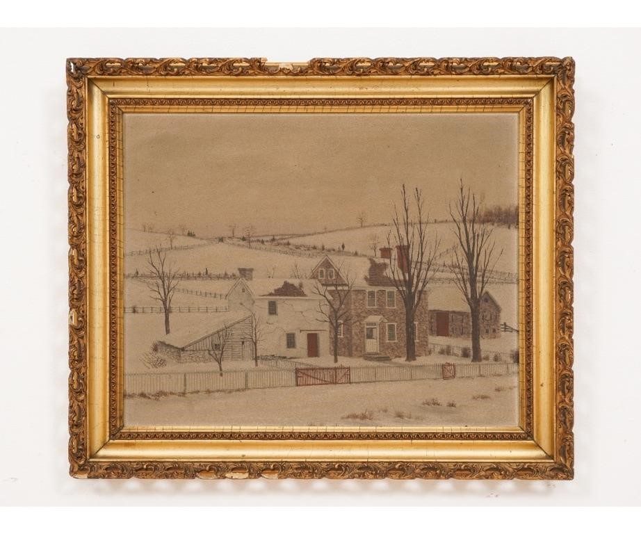 Folk Art oil on board winter