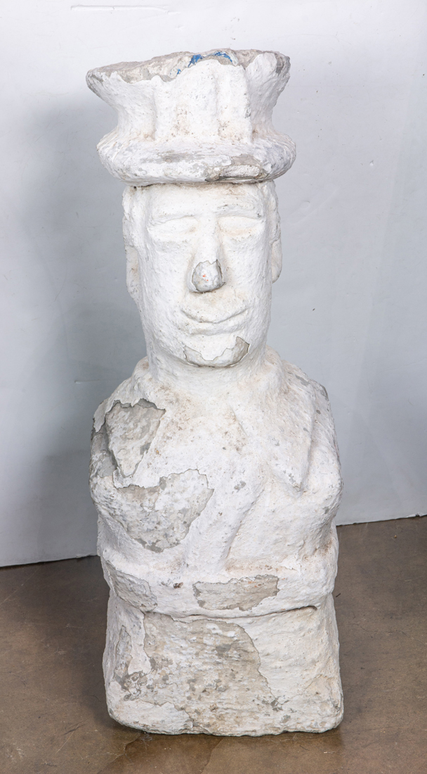 FOLK ART PAINT DECORATED CAST STONE