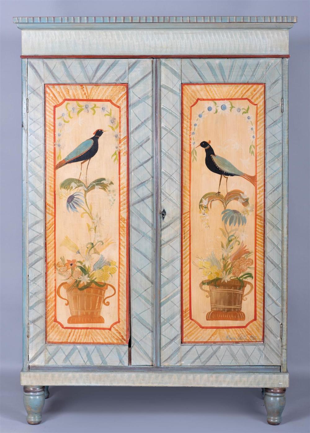 FOLK ART PAINTED ARMOIRE, MARIE