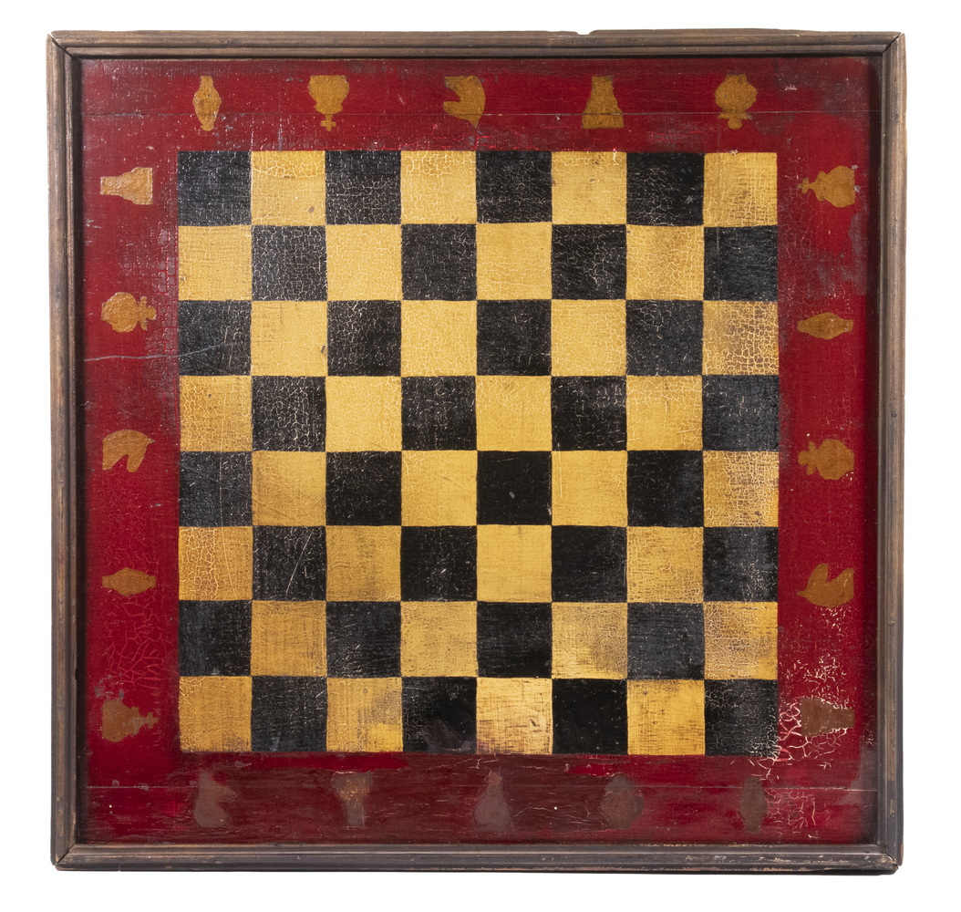 FOLK ART PAINTED CHESS BOARD