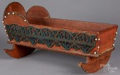 FOLK ART PAINTED DOLL CRADLE,