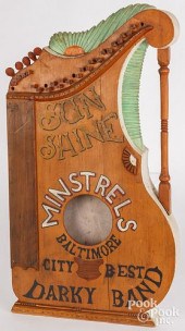 FOLK ART PAINTED LYRE TRADE SI