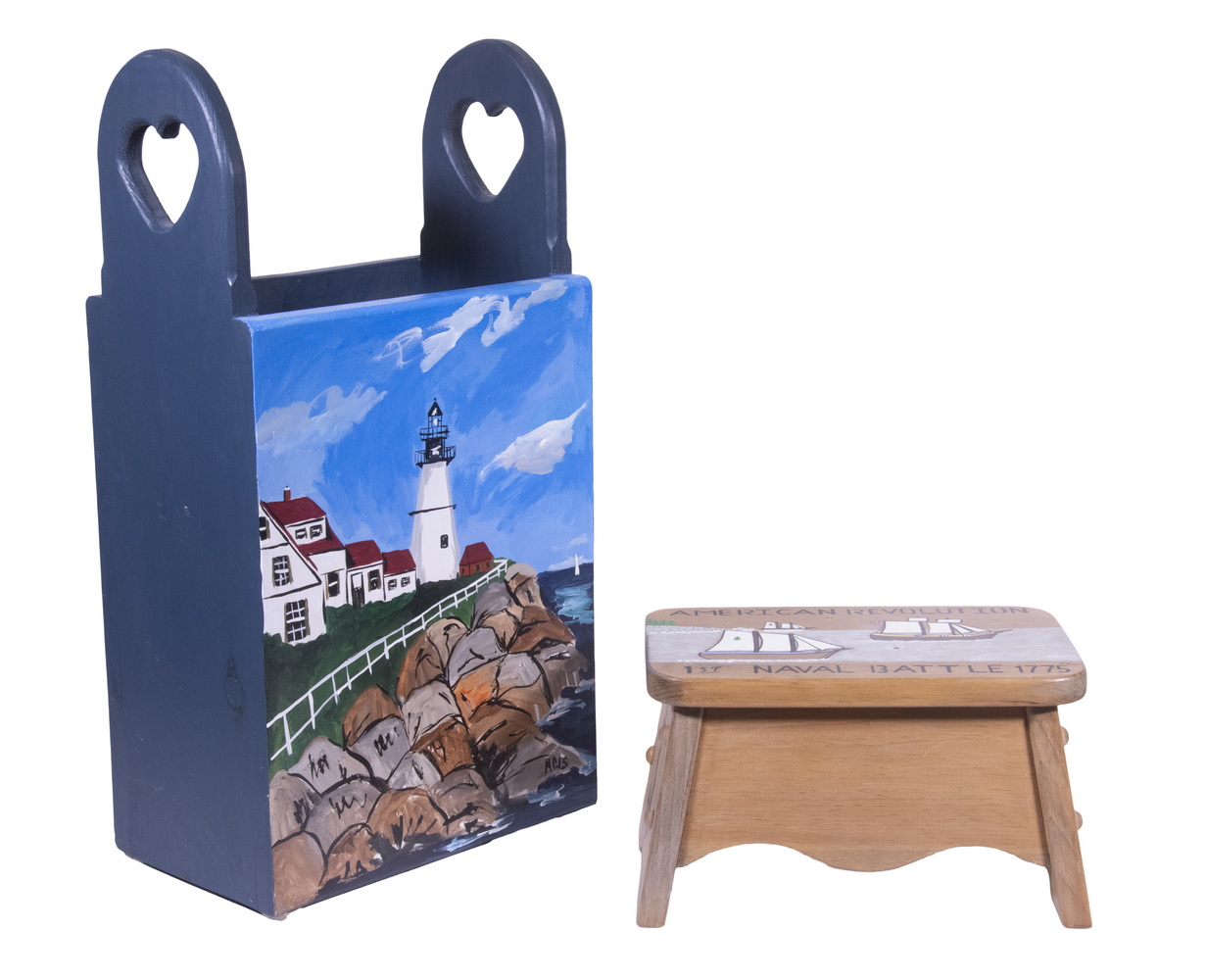 FOLK ART PAINTED MAGAZINE RACK &