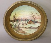FOLK ART PAINTED PEWTER KITCHE