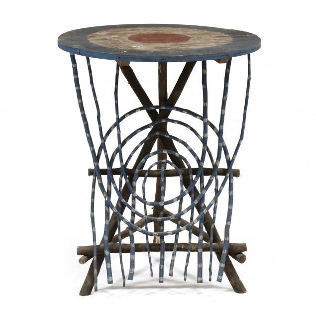 FOLK ART PAINTED TWIG TABLE 20th