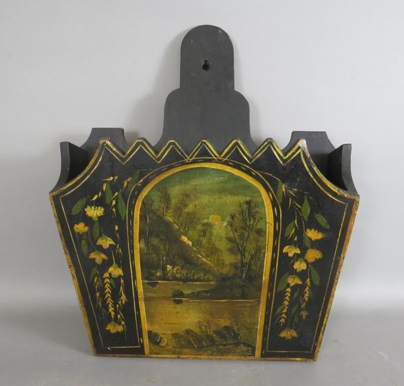 FOLK ART PAINTED WALL POCKETca.