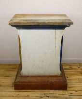 FOLK ART PAINTED WOOD PEDESTAL