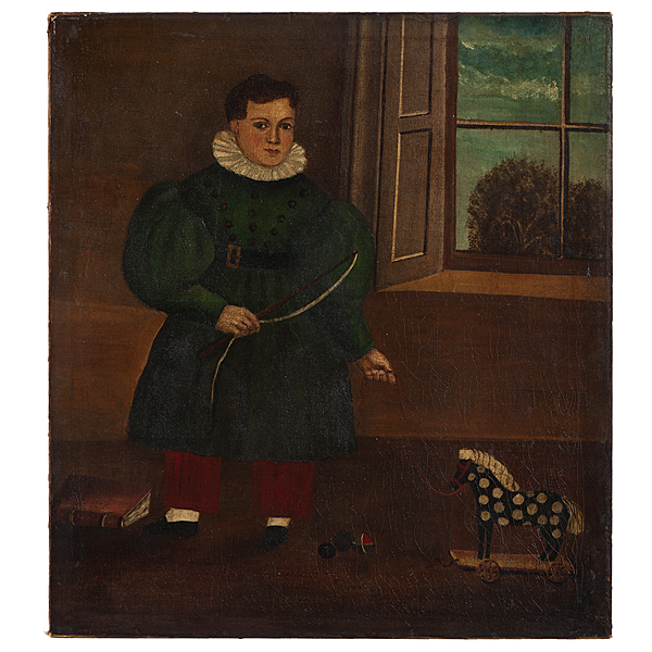Folk Art Painting of Young Boy with