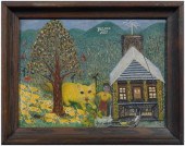 Folk art painting, woman with