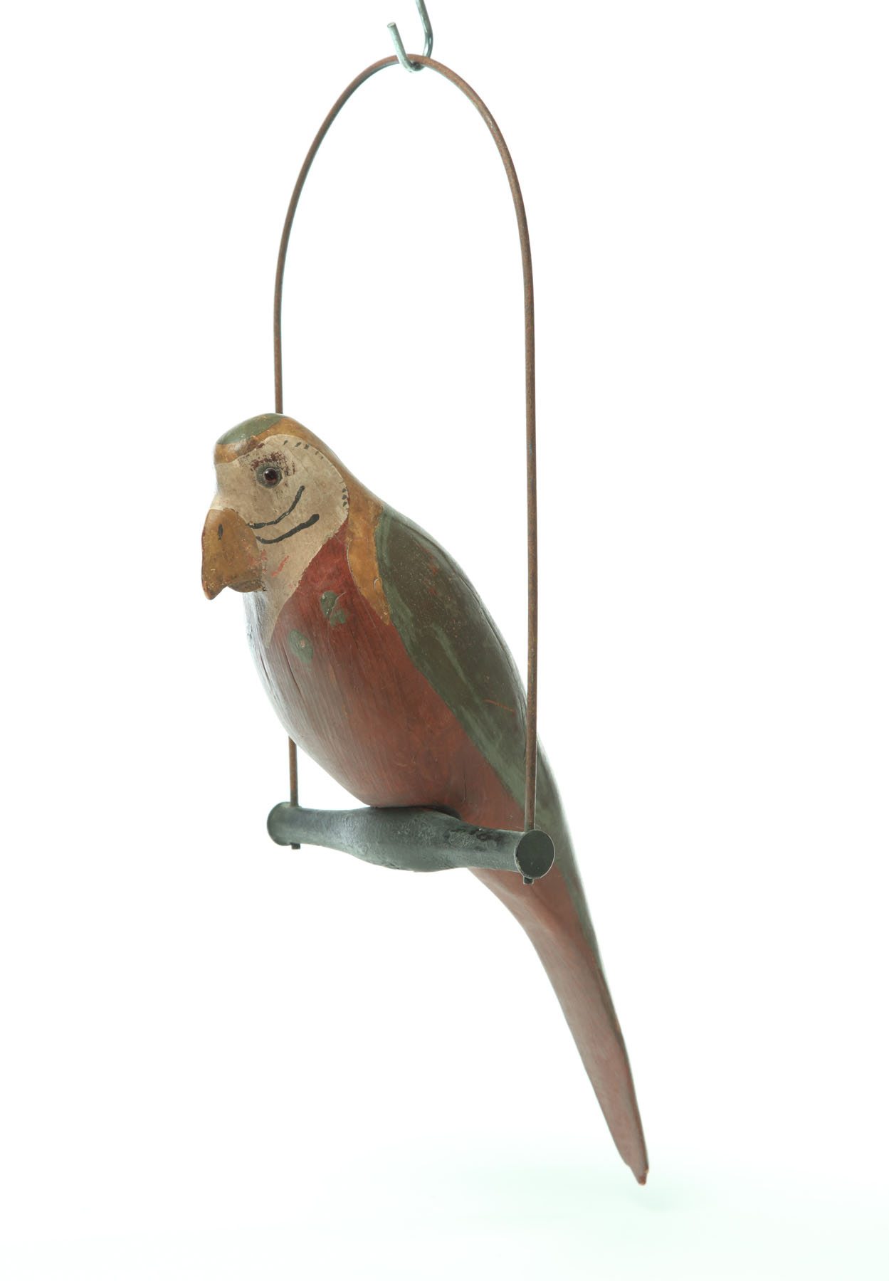 FOLK ART PARROT CARVING.  American