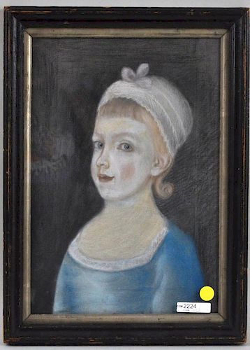 FOLK ART PASTEL OF YOUNG GIRL IN