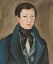 FOLK ART PASTEL PORTRAIT OF A