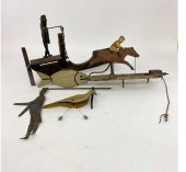 Folk art pine whirly-gig of th