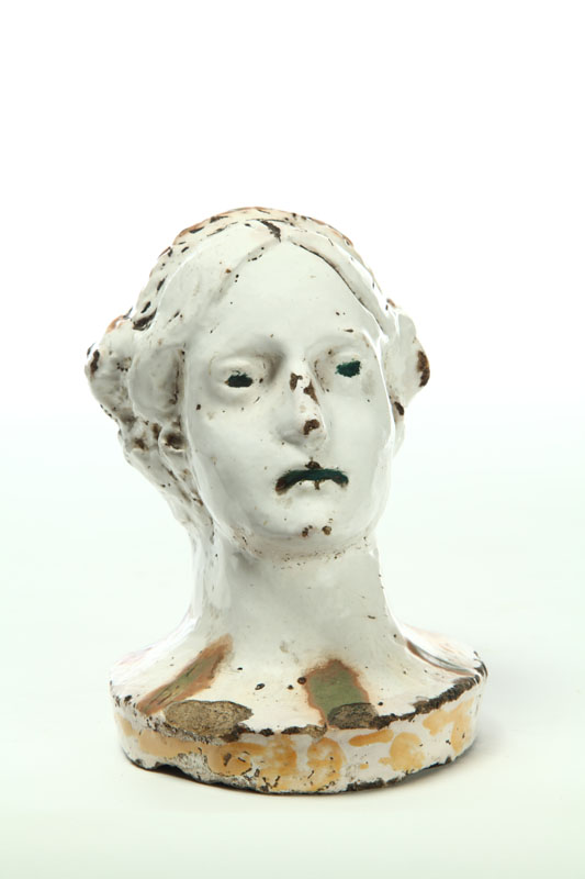 FOLK ART POTTERY BUST.  American 