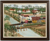 Folk Art Railroad Scene by Tel