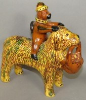 FOLK ART REDWARE POODLE & MONK