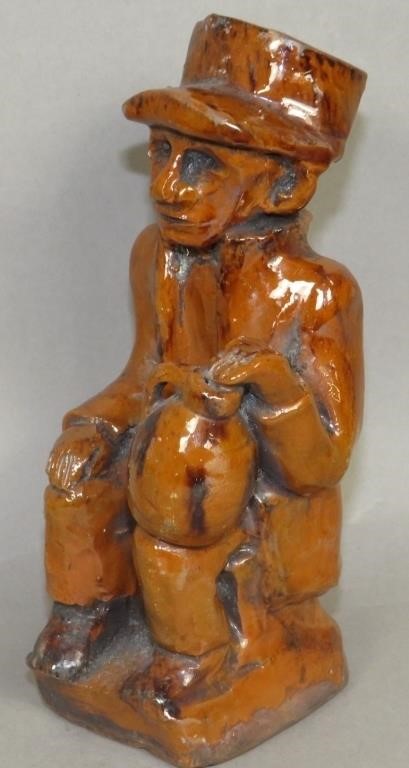 FOLK ART REDWARE "POTTER & HIS JUG"