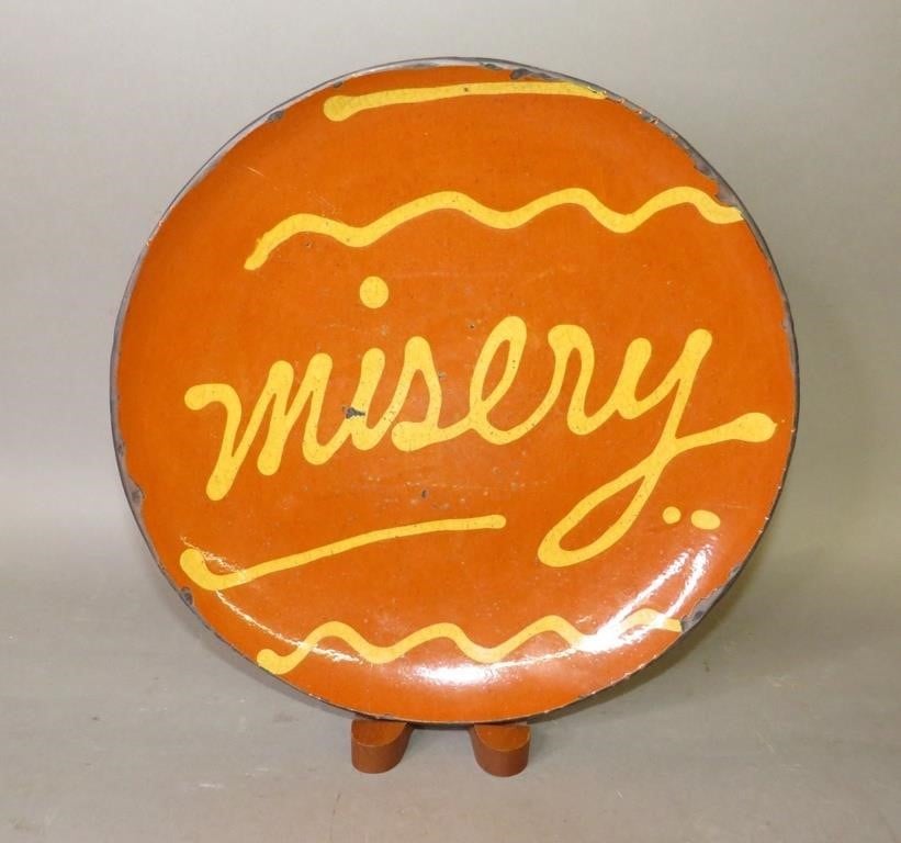 FOLK ART REDWARE SLIP INSCRIPTED