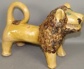 FOLK ART REDWARE STANDING LION