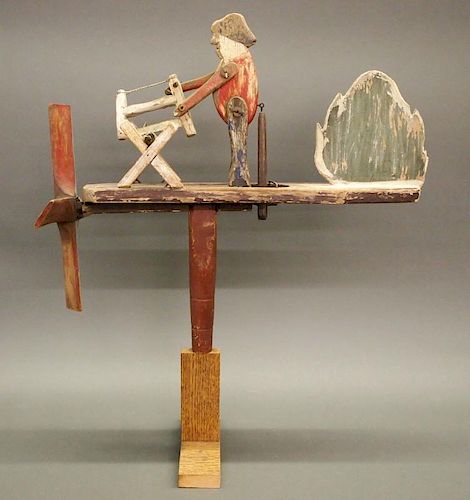 FOLK ART SAWING MAN WHIRLIGIGAn