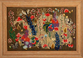 FOLK ART SCENE OF A GARDEN NEE