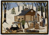 FOLK ART SCENIC HAND HOOKED RU