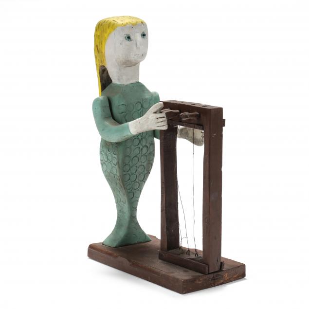 FOLK ART SCULPTURE OF A MERMAID,