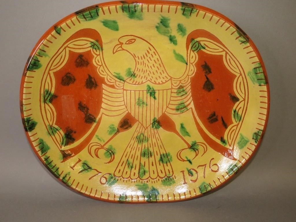 FOLK ART SGRAFFITO OVAL PLATTER