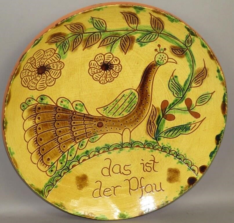 FOLK ART SGRAFFITO PEAFOWL & FLORAL