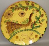 FOLK ART SGRAFFITO PEAFOWL & F