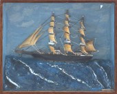 FOLK ART SHADOW BOX SHIP DIORA