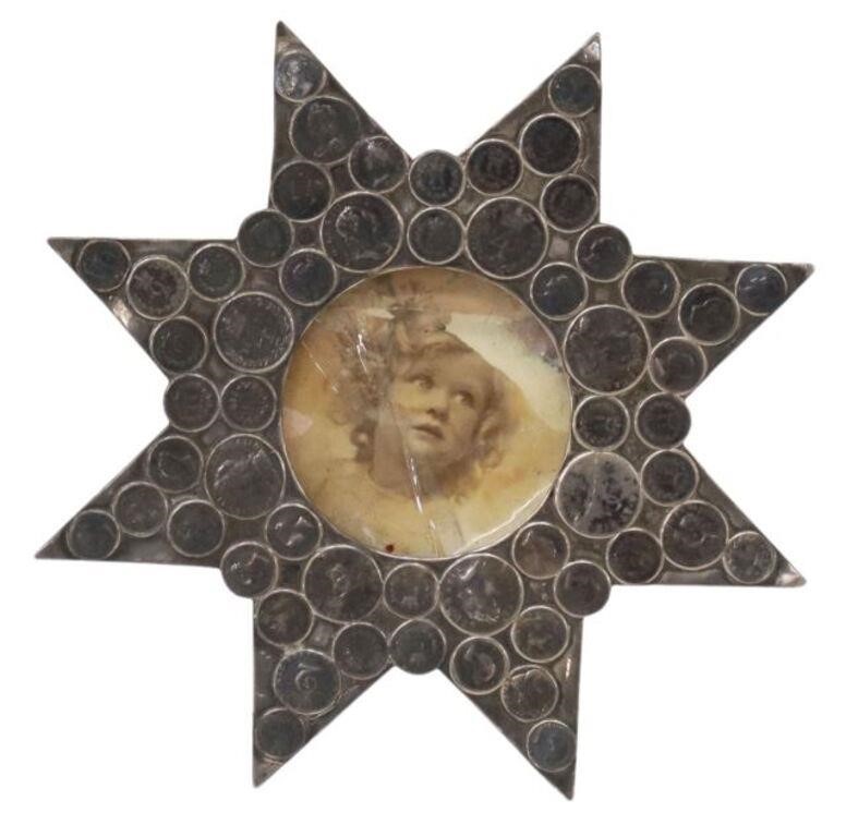 FOLK ART SILVER PICTURE FRAME