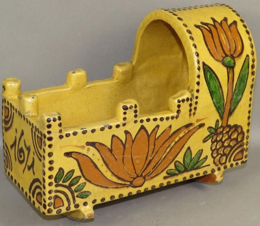 FOLK ART SLIP DECORATED REDWARE