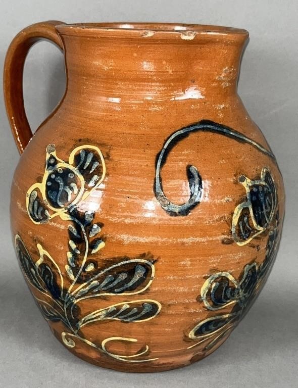 FOLK ART SLIPWARE DECORATED REDWARE