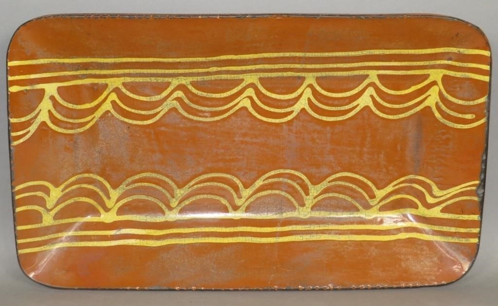 FOLK ART SLIPWARE LOAF DISH BY