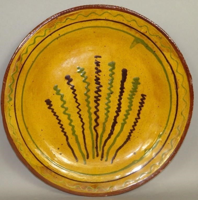 FOLK ART SLIPWARE PLATE BY LESTER