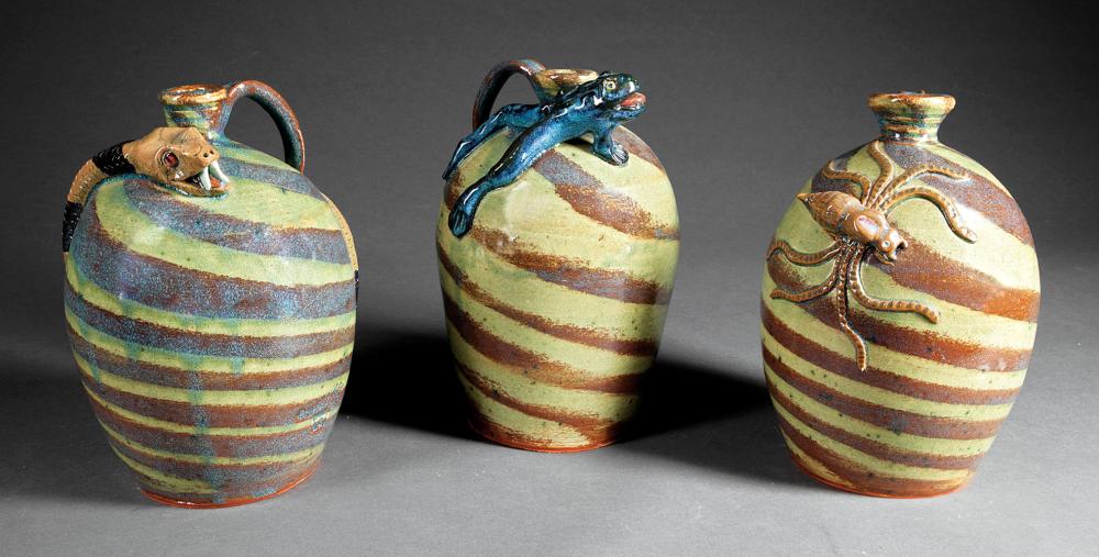 FOLK ART STONEWARE FIGURAL JUGS