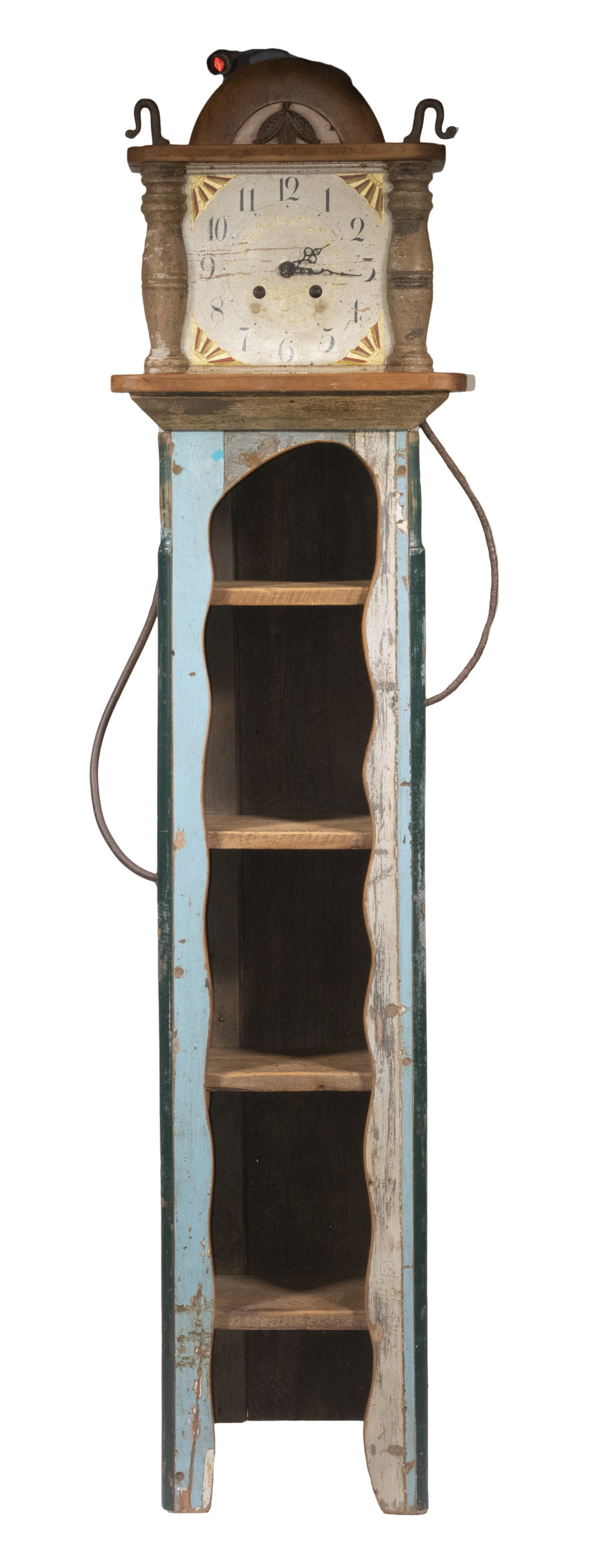 FOLK ART TALL CLOCK & BOOKCASE Hand