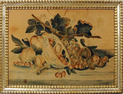 FOLK ART THEOREM ON VELVET "FRUIT