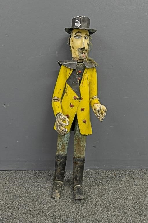 Folk art tin and metal painted man,