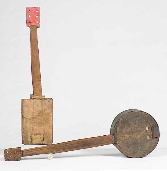 Folk Art Tin Banjos American. Two