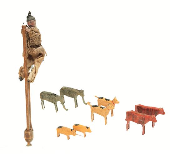 FOLK ART TOY AND ANIMALS.  Possibly